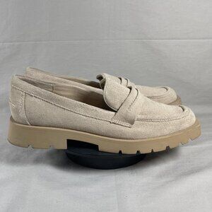 Dolce Vita Women's Ivory Suede Elias Slip On Lug Sole Loafers Shoe Size 9.5
